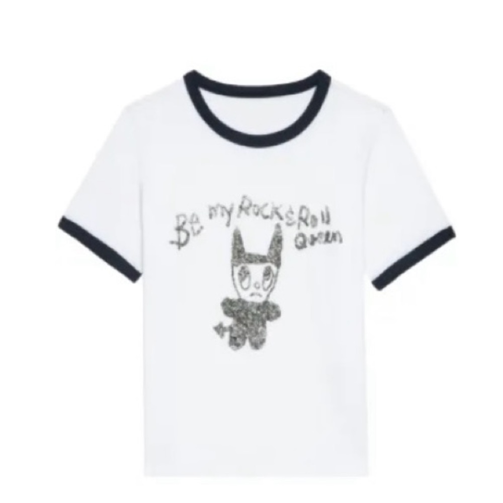 Zadig & Voltaire “Be My Rock & Roll Queen” Graphic Tee – Women’s Small - Picture 3 of 8